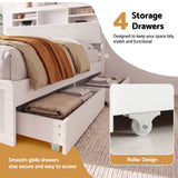 Artiss King Single Bed Frame with Storage, 4 Drawers, USB and Night Light White