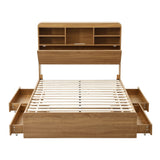 Artiss King Single Bed Frame with Storage, 4 Drawers, USB and Night Light Natural