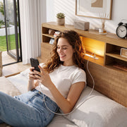 Artiss King Single Bed Frame with Storage, 4 Drawers, USB and Night Light Natural