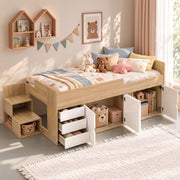 Artiss King Single Bed Frame with Storage, 3 Drawers and Two-Step Access, 2 Cabinets In Australia - Darrahopens