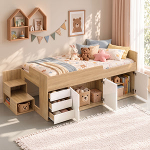 Artiss King Single Bed Frame with Storage, 3 Drawers and Two-Step Access, 2 Cabinets In Australia - Darrahopens