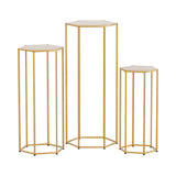 3Pcs Wedding Backdrop Pedestal Stand Gold Metal Hexagon Wedding Frame Plinth Pillars Table