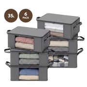 Artiss 6 Packs Clothes Storage Bags 35L Foldable Closet Organizer Storage Bins In Australia - Darrahopens