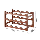Artiss Bamboo Wine Rack 3-Tier Display Storage Organizer 12 Bottle Walnut