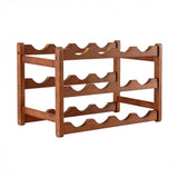 Artiss Bamboo Wine Rack 3-Tier Display Storage Organizer 12 Bottle Walnut