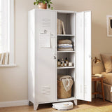Artiss 2-Door Wardrobe Lockable Cabinet Storage Closet Hanging Rail Adjustable Shelves Cream White