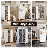 Artiss 2-Door Wardrobe Lockable Cabinet Storage Closet Hanging Rail Adjustable Shelves Cream White