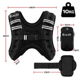 Everfit 10kg Weighted Vest Men Women, Reflective Running Vest with Armband Pouch