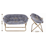 Artiss Double Saucer Chair Soft Faux Fur Lounge Foldable Oversize Chair for Bedroom Grey In Australia - Darrahopens