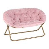Artiss Double Saucer Chair Soft Faux Fur Lounge Foldable Oversize Chair for Bedroom Pink In Australia - Darrahopens