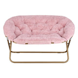 Artiss Double Saucer Chair Soft Faux Fur Lounge Foldable Oversize Chair for Bedroom Pink