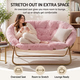 Artiss Double Saucer Chair Soft Faux Fur Lounge Foldable Oversize Chair for Bedroom Pink In Australia - Darrahopens