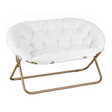 Artiss Double Saucer Chair Soft Faux Fur Lounge Foldable Oversize Chair for Bedroom White In Australia - Darrahopens