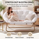 Artiss Double Saucer Chair Soft Faux Fur Lounge Foldable Oversize Chair for Bedroom White In Australia - Darrahopens