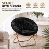 Artiss Cozy Saucer Chair Soft Faux Fur Folding Accent Chair for Bedroom Black