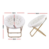 Artiss Cozy Saucer Chair Soft Faux Fur Folding Accent Chair for Bedroom White