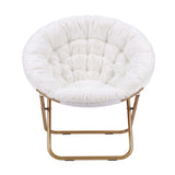 Artiss Cozy Saucer Chair Soft Faux Fur Folding Accent Chair for Bedroom White