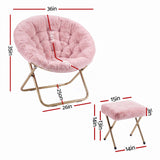 Artiss Comfy Saucer Chair Soft Faux Fur Foldable Accent Chair with Ottoman Pink In Australia - Darrahopens