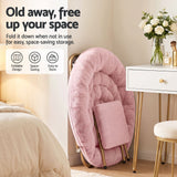 Artiss Comfy Saucer Chair Soft Faux Fur Foldable Accent Chair with Ottoman Pink In Australia - Darrahopens