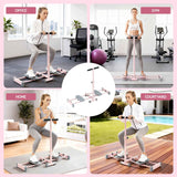 Everfit Foldable Ski Exercise Machine Leg Thigh Trainer Home Fitness Cardio Pink