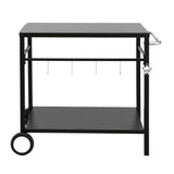 Weisshorn BBQ Camp Party Table, Garden Backyard Outdoor Cart Stainless Steel Prep Table Mobile Kitchen Trolley Heavy Duty with Wheels Tank Holder Hooks, Black