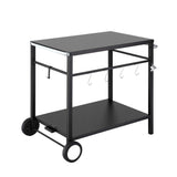 Weisshorn BBQ Camp Party Table, Garden Backyard Outdoor Cart Stainless Steel Prep Table Mobile Kitchen Trolley Heavy Duty with Wheels Tank Holder Hooks, Black