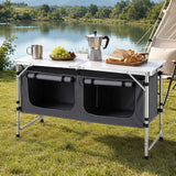 Weisshorn Camping Table Adjustable Storage Cabinet Aluminum MDF 120cm Grey In Australia - Darrahopens