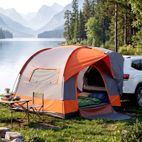 Weisshorn Camping Tent SUV Family Camping Car Tent 6-8 Person 250cm Orange