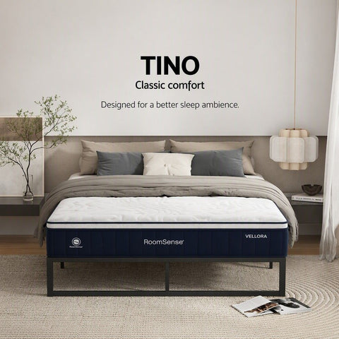 RoomSense Queen 30cm Latex Hybrid Mattress Bundle with Metal Bed Frame