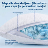 ROOMSENSE Cooling Memory Foam Pillow 2 Pack, Anti-Flattening Bed Pillows for Hot Sleepers, Adjustable Shredded Gel Side Sleeper Pillow for Neck Support, Washable Cover, 72x50x15cm In Australia - Darrahopens