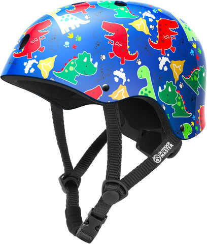 OutdoorMaster Youth & Kids Bike Helmet - Adjustable Multi-Sports Skateboard Helmet with Removable Liners for Balance Bike, Kids Scooter, One Wheel Hoverboard,Graffiti-style helmet-Dino Volcanoland-Medium In Australia - Darrahopens