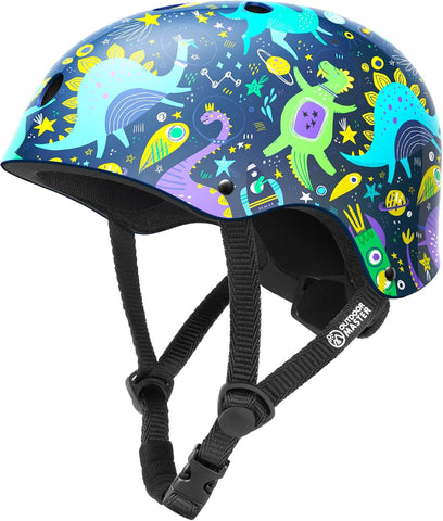 OutdoorMaster Youth & Kids Bike Helmet - Adjustable Multi-Sports Skateboard Helmet with Removable Liners for Balance Bike, Toddler Scooter, One Wheel Hoverboard-Blue-S