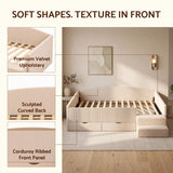 Artiss King Single Upholstered Daybed with Stairs & Storage Drawers, Beige