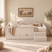 Artiss Single Upholstered Daybed with Side Stairs & Storage Drawers, Beige In Australia - Darrahopens