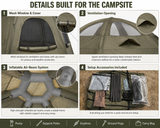 Weisshorn 4 Person Inflatable Camping Tent TC Canvas Sun Shade Rain-Ready