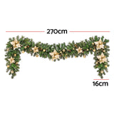 Jingle Jollys 2.7M Christmas Garland 8 Mode LEDs Timing 200 Tips Flowers Balls In Australia - Darrahopens