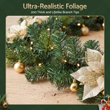 Jingle Jollys 2.7M Christmas Garland 8 Mode LEDs Timing 200 Tips Flowers Balls In Australia - Darrahopens