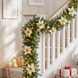 Jingle Jollys 2.7M Christmas Garland 8 Mode LEDs Timing 200 Tips Flowers Balls