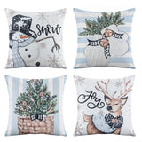 Jingle Jollys Christmas Cushion Covers Set of 4 Pillow Covers 45x45cm with 4 Cute Patterns Blue In Australia - Darrahopens
