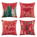 Jingle Jollys Christmas Cushion Covers Set of 4 Pillow Covers 45x45cm with 4 Cute Patterns Red In Australia - Darrahopens