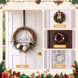 Jingle Jollys Christmas Wreath Hanger Metal Door Hook Height Adjustable