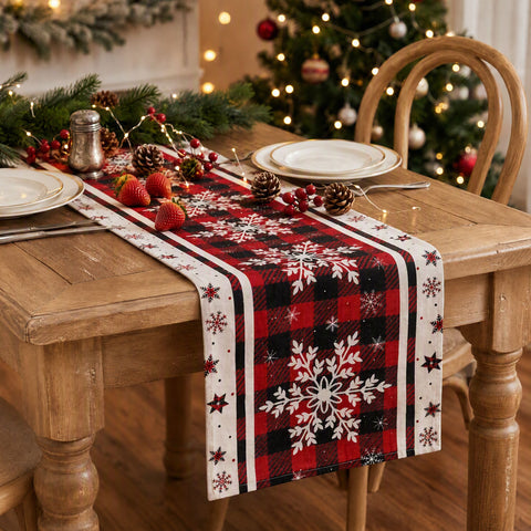 Jingle Jollys Christmas Table Runner Snowflake 190x32CM Dining Party Decor Linen