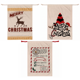 Jingle Jollys 3PCS Christmas Santa Sacks Large Reusable Personalised Canvas Gift Storage Bags