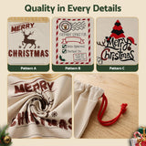Jingle Jollys 3PCS Christmas Santa Sacks Large Reusable Personalised Canvas Gift Storage Bags