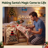 Jingle Jollys 3PCS Christmas Santa Sacks Large Reusable Personalised Canvas Gift Storage Bags