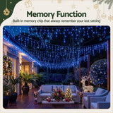 Jingle Jollys 32M Christmas Lights Solar Icicle String Lights 960 LED Blue In Australia - Darrahopens