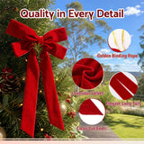 Jingle Jollys 12Pcs Red Velvet Christmas Bows Tree Decorations Xmas Decor In Australia - Darrahopens