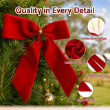 Jingle Jollys 24Pcs Red Velvet Christmas Bows Tree Decorations Xmas Decor