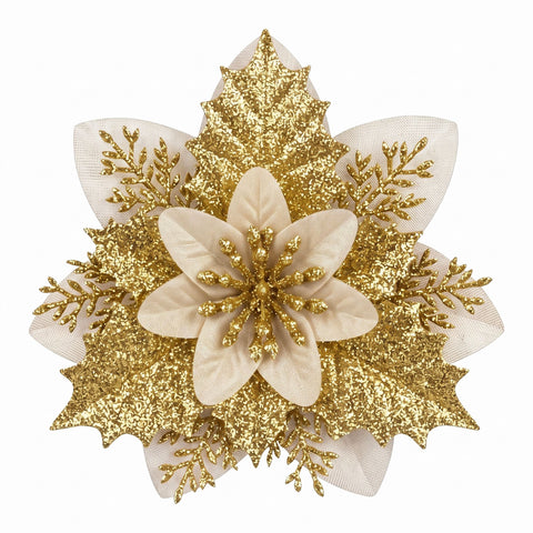 Jingle Jollys 10Pcs Christmas Tree Flower Set Garland Wreath Poinsettia Decorations In Australia - Darrahopens