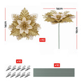 Jingle Jollys 10Pcs Christmas Tree Flower Set Garland Wreath Poinsettia Decorations In Australia - Darrahopens